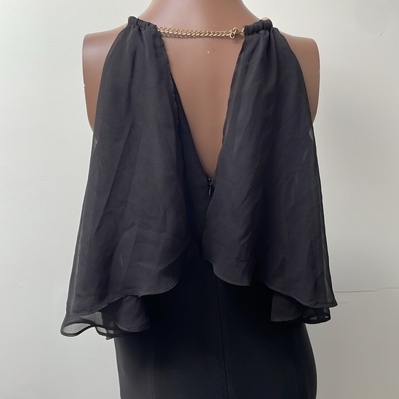 BA Nites Melanie Lyne Maxi Dress Off The Shoulder Gold Chain Neckline Black 4 - Picture 8 of 16